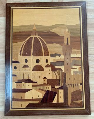 Vintage Marquetry Picture Inlaid Wood Israel?