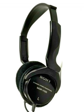 Sony Dynamic Stereo Headphones Mdr - V100 Black Vintage Long Cord