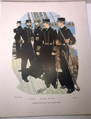 Vintage 1966 Historical Folio Uniforms Of The Us Navy 1776 To 1898 Large Format