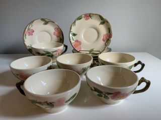Vintage Set Of Franciscan " Desert Rose " 6 Coffee Cups & 6 Saucers Made In Usa