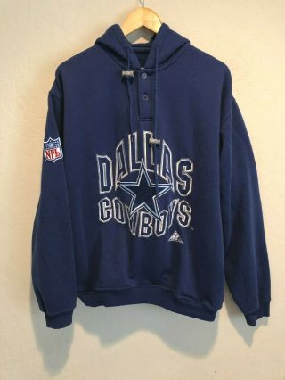 Vintage 90’s Dallas Cowboys Hoodie Sweatshirt Medium Men’s Apex Nfl Blue