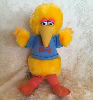 Vintage Hasbro Softies Big Bird Plush 9.  5” Sesame Street Small Stuffed Toy