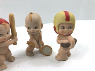 4 Vintage Lefton Kewpie Ceramic Babies Golf Football Baseball Tennis Sports 2