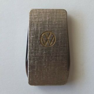 Vintage Vw Volkswagen Logo Money Clip With Knife,  File—imperial C.  1982—flawless