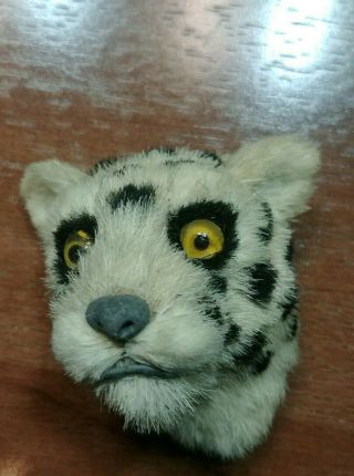 Vintage Real Fur Snow Leopard/cheetah Head Magnet