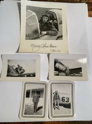Vintage Ww2 Usa Pilot P - 51 Signed Autograph Photo And Other Photos