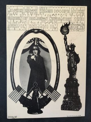 1968 Vintage Avalon Ballroom Postcard Poster Mother Earth Kaleidesope A B Skhy