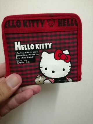 Sanrio Hello Kitty Extremely Rare Vintage 1990 Red And Black Tartan Wallet Purse