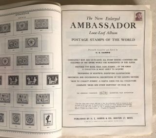 Vintage 1961 Harris AMBASSADOR STAMP ALBUM w/ 1000,  WW hinged Stamps,  562 pages 3