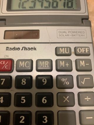 Radio Shack Vintage Calculator Dual Powered Solar Battery EC - 447 Flip Up Screen 3
