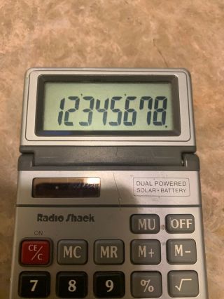 Radio Shack Vintage Calculator Dual Powered Solar Battery EC - 447 Flip Up Screen 4