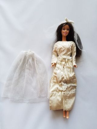 Handmade Barbie Outfit Vintage Wedding Dress Veil Bride White Eyelet Retro