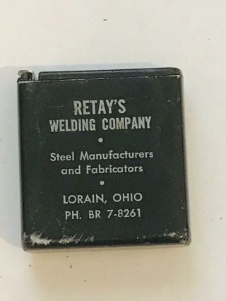 Vintage Advertising Pocket Ruler Retay’s Welding Co Lorain Ohio 1940 - 50’s