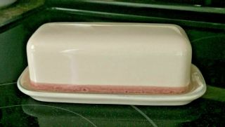 Vintage Pfaltzgraff Aura Pink Covered Butter Dish - 1980 