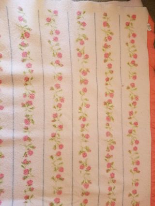 Vintage Twin Size Blanket Pink W/roses Chatham Very Sweet Blanket 
