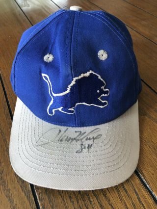 Vintage Detroit Lions Hat Signed By Herman Moore Pre Worn