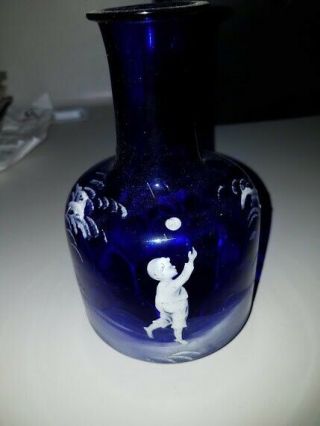 Vintage Mary Gregory Cobalt Blue Glass Vase