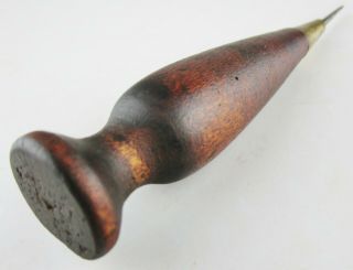 Vintage Wood Handle Awl Pick Scribe Sharp Point Leatherworking Hand Tool