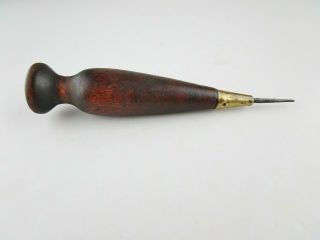 Vintage Wood Handle Awl Pick Scribe Sharp Point Leatherworking Hand Tool 2
