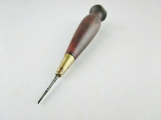 Vintage Wood Handle Awl Pick Scribe Sharp Point Leatherworking Hand Tool 4