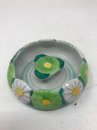Vintage Made In Japan Floral Hand Painted Ashtray Unique Design Mcm
