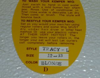 Kemper Doll Wig Tracie Blonde Size 12 - 13 Vtg But 2