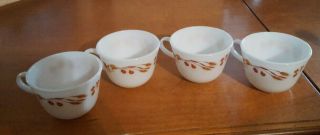 4 Pyrex Harvest Home Mugs Vintage Round Coffee Cups Brown Orange Gold