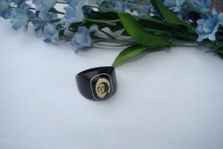 Vintage Celluloid Prison Mourning Picture Ring Size 7