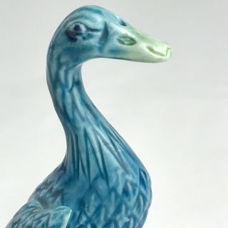 Antique Vintage Chinese Porcelain Duck Blue Figurine Statue 7