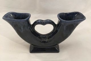 Vintage Anna Van Briggle Colorado Springs Double Horn Vase Cobalt Blue Drip