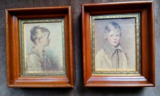Vintage Lithograph Prints Charlotte And Peter Maple Frames