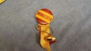 Vintage U.  Of M.  Minnesota Gophers Football Pinback Button Ribbon Dangle