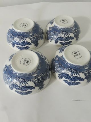 4 Vintage Blue Willow Johnson Brothers Soup Bowls (n135b - S4c)