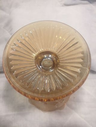 Vintage Jeannette Iridescent Marigold Depression Glass Iris and Herringbone 9” 5