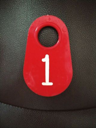 Red Vintage Plastic Cow Cattle Tag 1