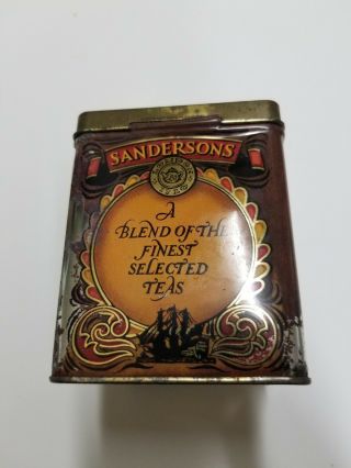 Vintage SANDERSON ' S ENGLISH BREAKFAST TEA CLOCK TIN England Not 3