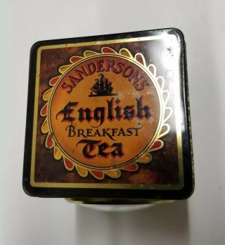 Vintage SANDERSON ' S ENGLISH BREAKFAST TEA CLOCK TIN England Not 5