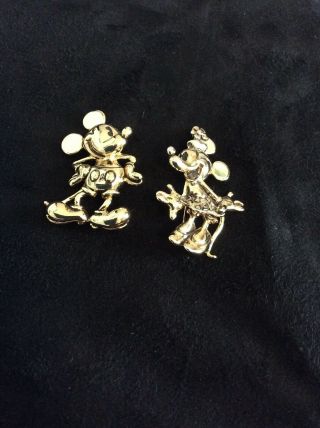 Set Of Mickey And Minnie Mouse Vintage Disney Napier Gold Tone Pins