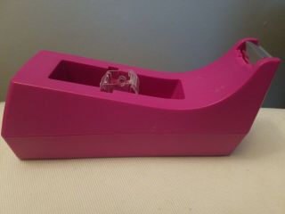 Scotch Classic Tape Dispenser Weighted.  Hot Pink,  Made In Usa Euc Vintage