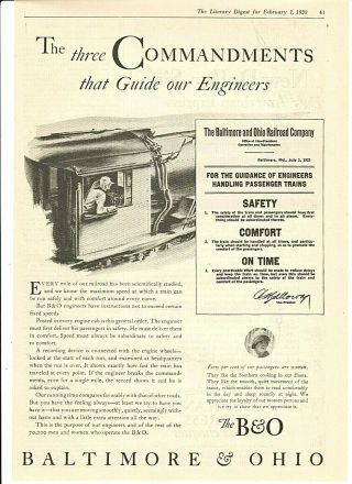 Vintage 1930 Baltimore & Ohio B&o Railroad Lines " 3 Commandments ",  Am.  Express