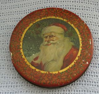 Vintage Cookie Tin Santa Claus Saint Nichols Father Christmas Tindeco