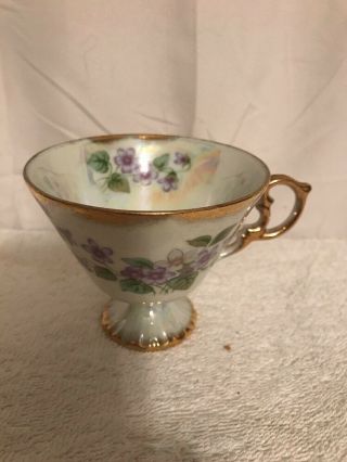 Vintage Norleans Japan February Violet Purple Floral Teacup Only