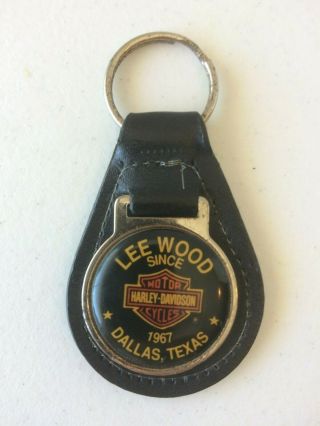 Vintage Lee Wood Harley Davidson Dealer Dallas Tx Leather Key Chain