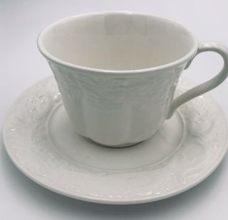 Country Chateau Charter Club Large Breakfast Cup Saucer Tea Coffee White Vintage