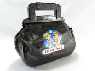 Vintage 1987 Fisher Price Doctor Nurse Black Empty Bag For Medical Toy Kit