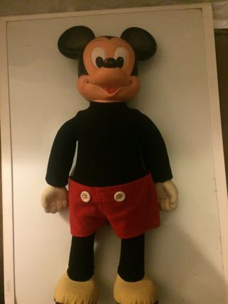 Large Vintage Mickey Mouse Plastic Doll 11 Inches Tall