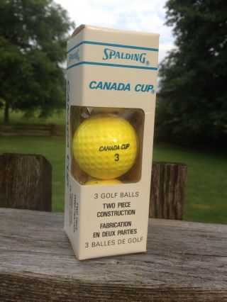 Vintage Golf Balls Nos Spalding Canada Cup Yellow Sleeve Of 3 1960 