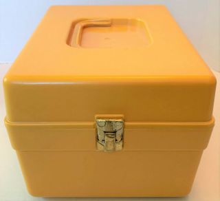 Vtg Harvest Gold Wil - Hold Sewing Pattern Storage Box/case Plastic Craft