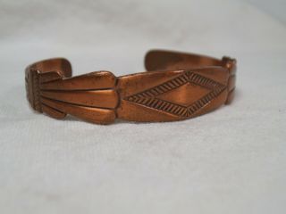 Vintage Bell Stamped Copper 7/16 " Wide Cuff Bracelet - Bc
