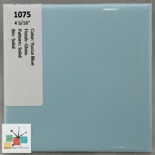 Mmt - 1075 Vintage Ceramic Tile Yucca Blue Glossy Solid